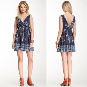 Free People Spring Fever Mini Dress in Midnight Combo size Medium